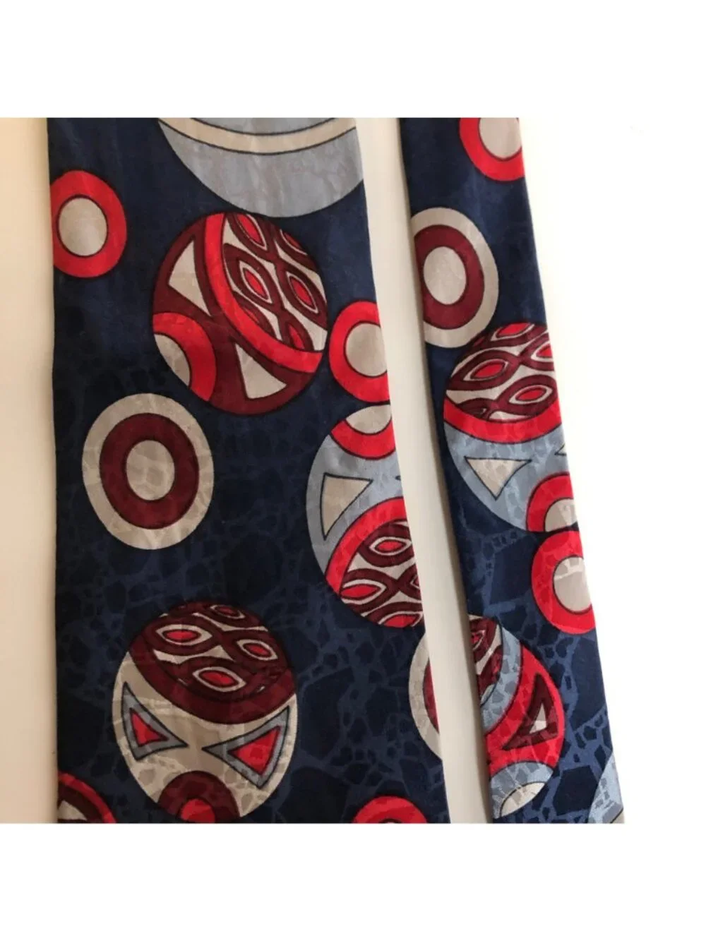 Silk Accents Blue Red Geometric Mens Silk Tie Accessory Office Work Dad Gift USA